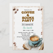 Coffee and book party invitation kaart (Voorkant / Achterkant)