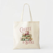 Coffee and Books Floral  Tote Bag (Voorkant)