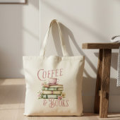 Coffee and Books Floral  Tote Bag