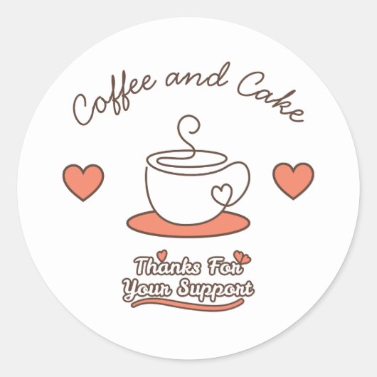 Coffee and Cake  Ronde Sticker (Voorkant)