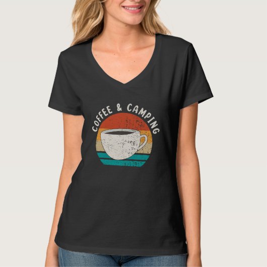 Coffee and Camping Camper Lover Funny Camping T-shirt (Voorkant)