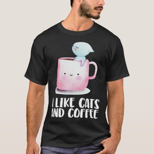 Coffee and cats Cat mug Chilling cat T-shirt (Voorkant)