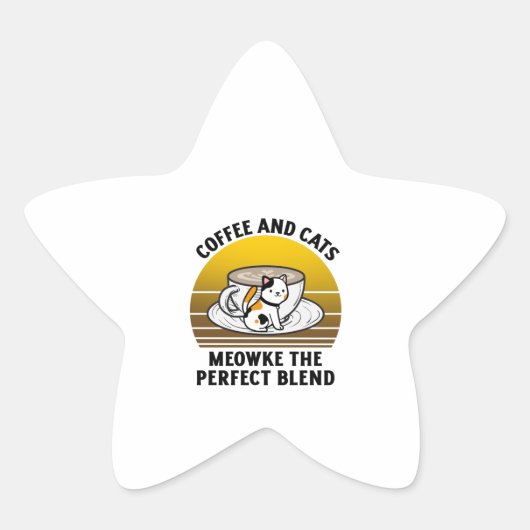 Coffee and cats meowke the perfect blend ster sticker (Voorkant)
