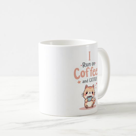 Coffee and Cattitude Funny Cat Mug Koffiemok (Voorkant rechts)
