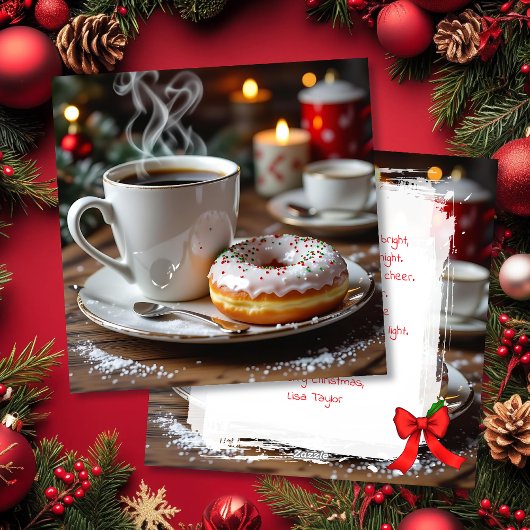 Coffee and Christmas Donuts Festive Poem Feestdagenkaart