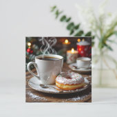 Coffee and Christmas Donuts Festive Poem Feestdagenkaart (Staand voorkant)