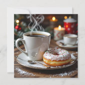 Coffee and Christmas Donuts Festive Poem Feestdagenkaart (Voorkant)