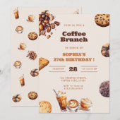 Coffee and Cookies Brunch Any Age Birthday Kaart (Voorkant / Achterkant)