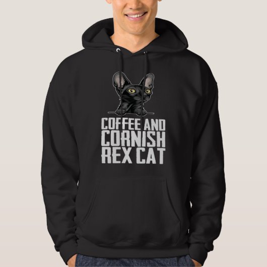 Coffee and cornish rex cat hoodie (Voorkant)