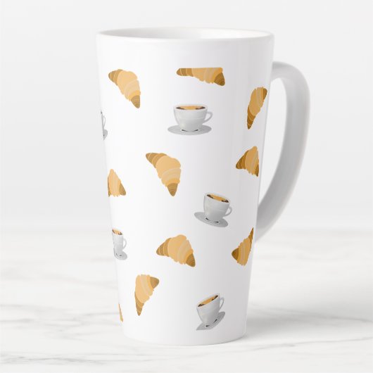 Coffee and Croissant Pattern Mug Latte Mok (Rechterhoek)