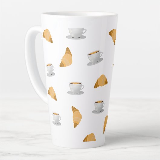 Coffee and Croissant Pattern Mug Latte Mok (Linkerhoek)