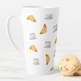 Coffee and Croissant Pattern Mug Latte Mok