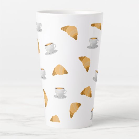 Coffee and Croissant Pattern Mug Latte Mok (Voorkant)