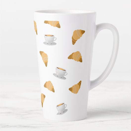 Coffee and Croissant Pattern Mug Latte Mok (Rechts)