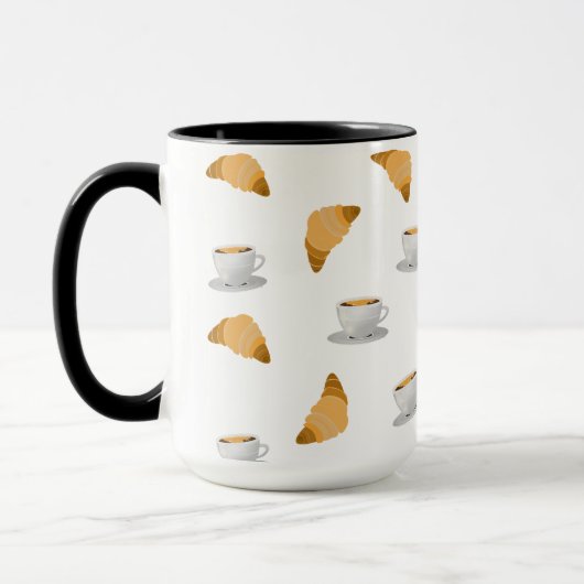 Coffee and Croissant Pattern Mug Mok (Links)
