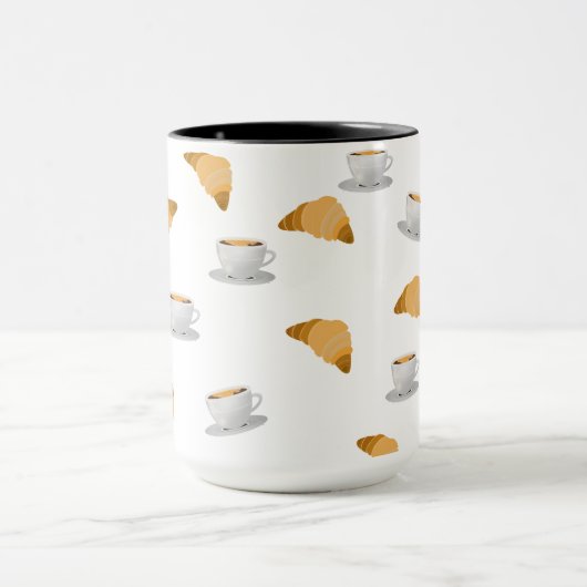 Coffee and Croissant Pattern Mug Mok (Midden)