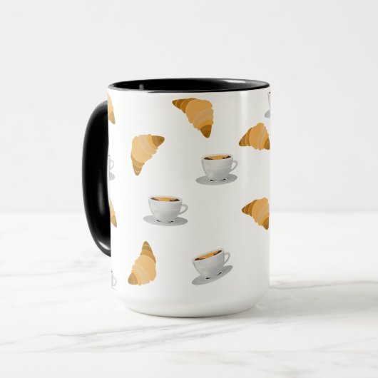 Coffee and Croissant Pattern Mug Mok (Voorkant links)