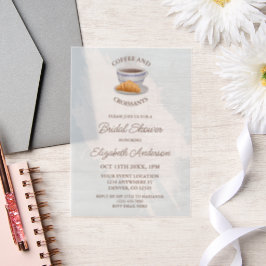 Coffee and Croissants Bridal Shower Vellum Uitnodigingen