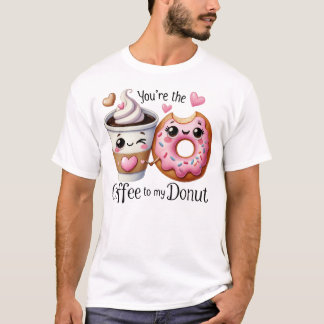 Coffee and Donut Kawaii Food Art T-shirt