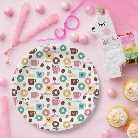 Coffee and Donut Pattern Papieren Bordje (Feest)