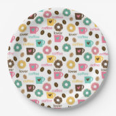 Coffee and Donut Pattern Papieren Bordje (Voorkant)