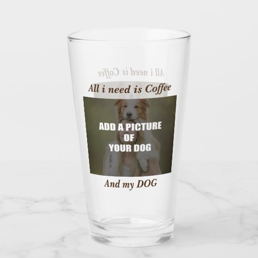 Coffee and my Dog Throw Pillow Glas (Voorkant)