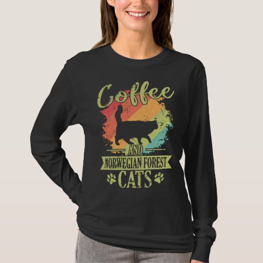 Coffee and Norwegian Forest Cat T-shirt (Voorkant)