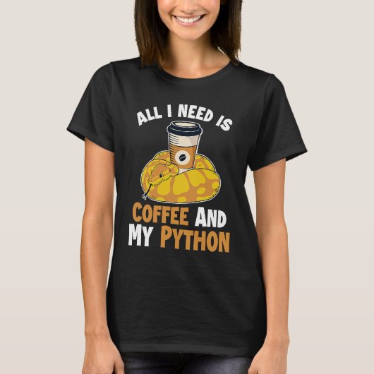 Coffee and Python Snake  Pythonidae Banana Ball Py T-shirt (Voorkant)
