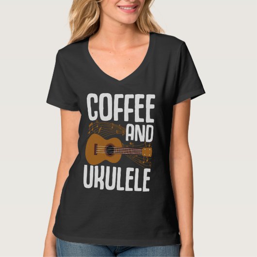 Coffee And Ukulele  Player Music  Musician Graphic T-shirt (Voorkant)