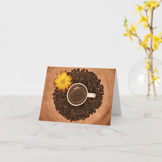 Coffee and Yellow Flower Note Kaart (Gele Bloem)