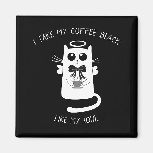 Coffee Angel Cat Magneet (Voorkant)