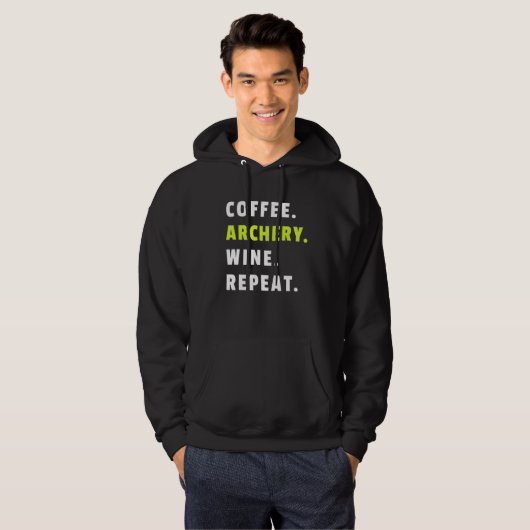 Coffee Archery Wine Repeat Bow And Arrow Sport Fun Hoodie (Voorkant volledig)