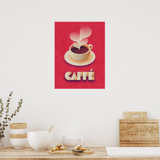 Coffee Art Deco Red Poster (Keuken)