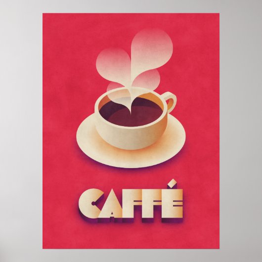 Coffee Art Deco Red Poster (Voorkant)