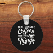 Coffee Art For Men Women Cappuccino Drinker Coffee Sleutelhanger (Voorkant)