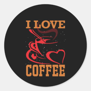 Coffee Art I Love Coffee Ronde Sticker