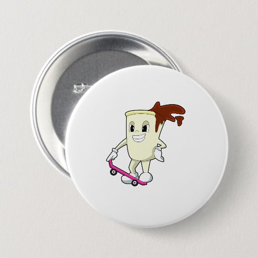 Coffee as Skater with Skateboard Ronde Button 7,6 Cm (Voorkant /achterkant)