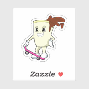 Coffee as Skater with Skateboard Sticker