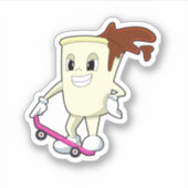 Coffee as Skater with Skateboard Sticker (Voorkant)