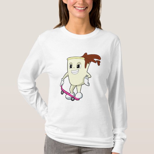 Coffee as Skater with Skateboard T-shirt (Voorkant)