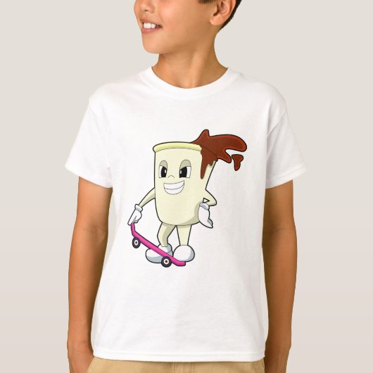 Coffee as Skater with Skateboard T-shirt (Voorkant)