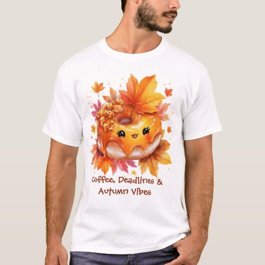 Coffee & Autumn Vibes Donut T-Shirt (Voorkant)