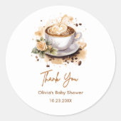 Coffee Baby is Brewing Baby Shower Thank You Ronde Sticker (Voorkant)