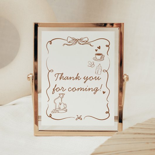 Coffee Baby is Brewing Baby Shower Thank you Sign Poster
