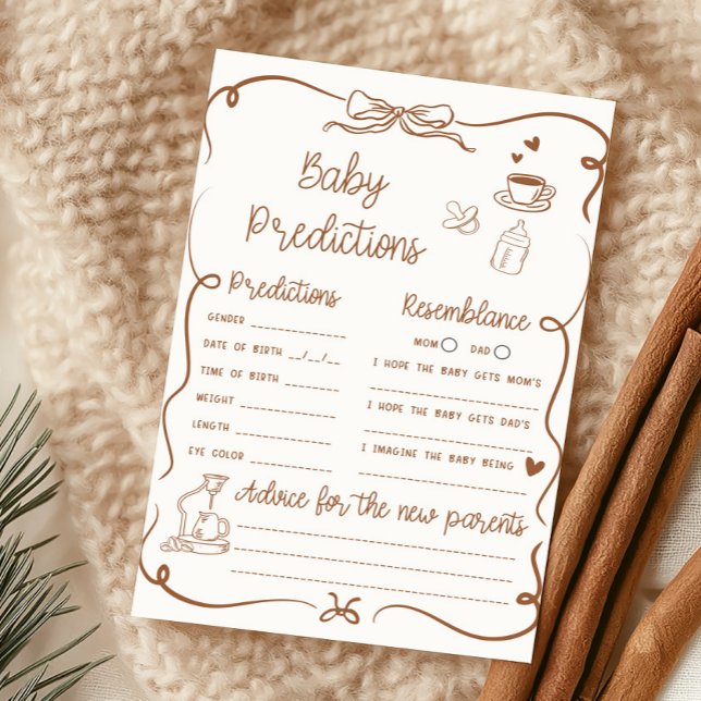 Coffee Baby is Brewing Baby Voorspellingsspel (Hand Drawn Coffee Baby Shower Baby Predictions Game)