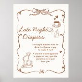 Coffee Baby is Brewing Late Night Diapers Sign Poster (Voorkant)