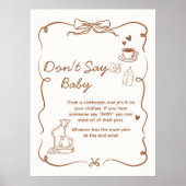 Coffee Baby is Brewing Shower Don't Say Baby Sign Poster (Voorkant)