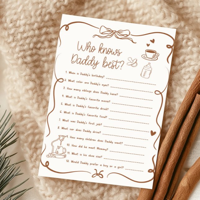 Coffee Baby is Brewing Wie Kent Daddy Best Spel (Hand Drawn Coffee Baby Shower Who Knows Daddy Best Game)