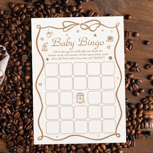 Coffee Baby is Brouwen Baby shower Bingo Game Kaar Kaart