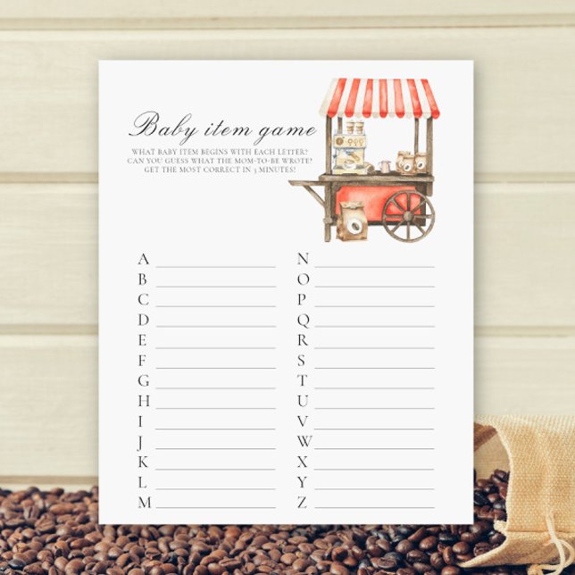 Coffee baby shower Baby Item Game (Creator heeft geüpload)